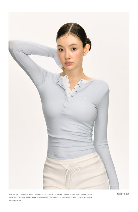 Camiseta Manga Larga Slim-fit con Cuello Falso Tejido Doble Capa - Image 13