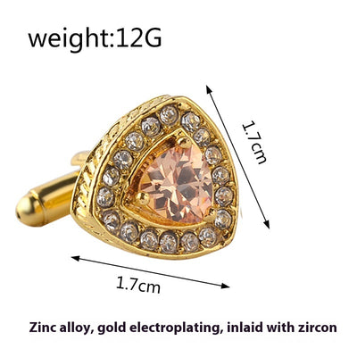 Gemelos para Camisa Hombre Cristal Triangular Diamante Francés - Image 12