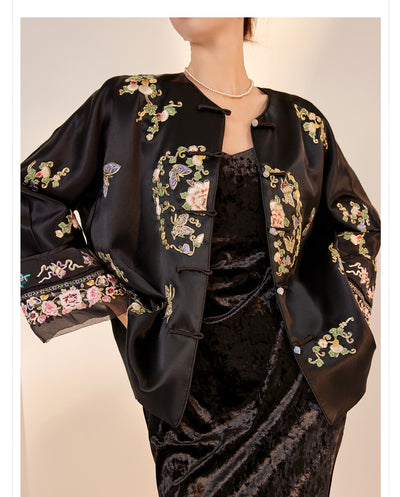 Blusa Larga Estilo Chino Premium con Bordado y Estampado Artesanal - Image 28