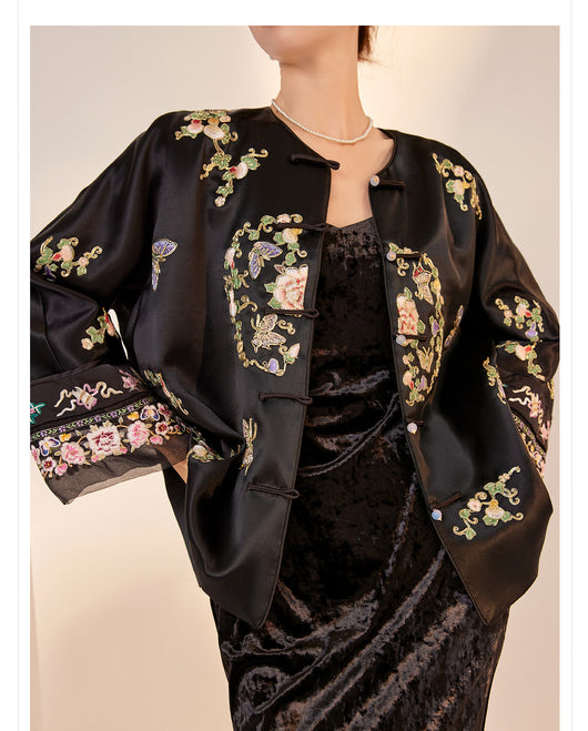 Blusa Larga Estilo Chino Premium con Bordado y Estampado Artesanal - Image 28