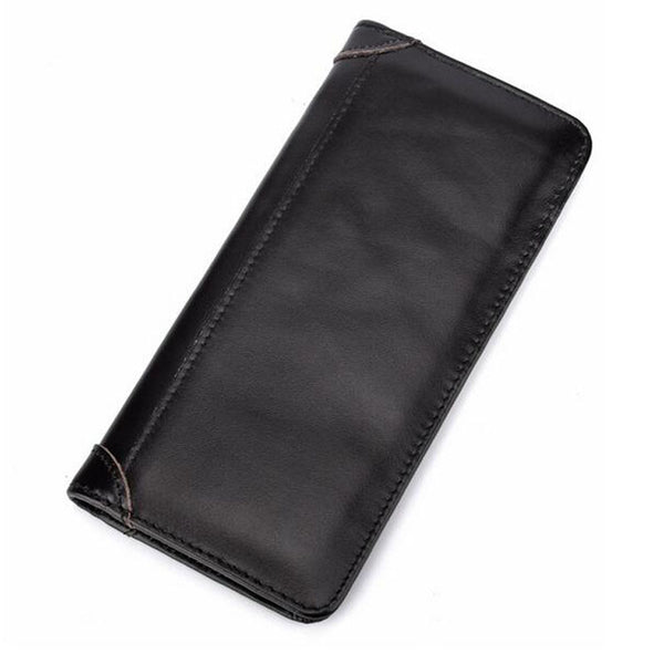 Billetera de Cuero Vacuno Retro Encerada - Cartera Multitarjeta con Monedero