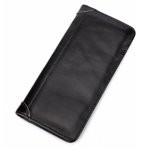 Billetera de Cuero Vacuno Retro Encerada - Cartera Multitarjeta con Monedero