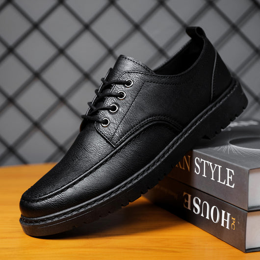 Zapatos Casuales de Cuero Negro con Cordones para Hombre Talla Grande Estilo Británico - Image 3