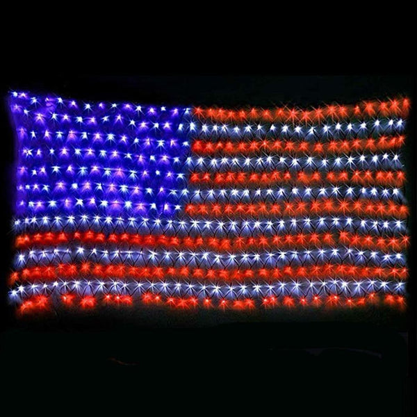 Luces Solares Bandera Americana Decorativas - Iluminación Patriótica para Fiestas