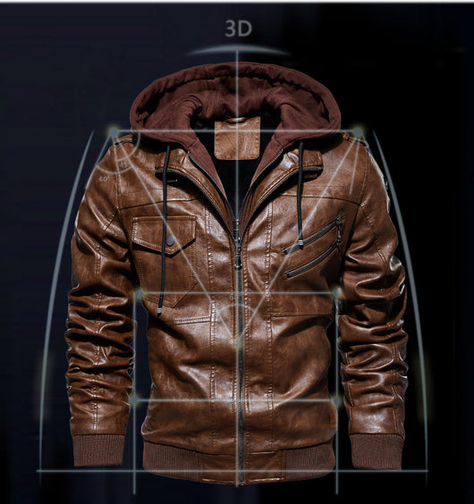 Chaqueta de Cuero PU con Capucha para Hombre - Image 10