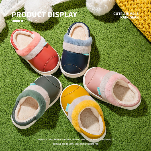 Pantuflas Infantiles Impermeables de Cuero PU con Forro de Algodón - Image 9