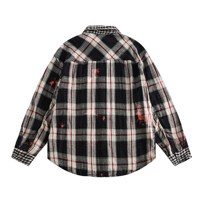 Camisa Cuadros Mujer Primavera Otoño Efecto Dos Piezas Manga Larga Casual - Image 3