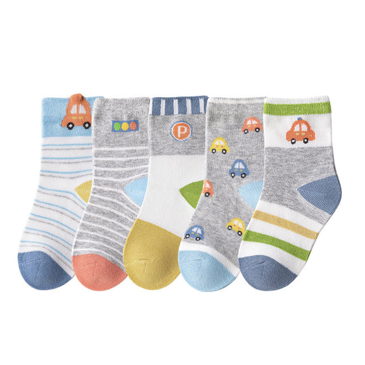 Calcetines Infantiles Estampado Autos Algodón Transpirable Tubo - Image 2