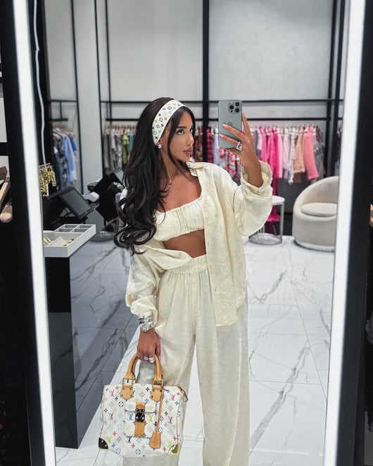 Conjunto de 3 Piezas: Camisa Manga Larga con Solapa, Top Tubo y Pantalón Ancho - Image 17