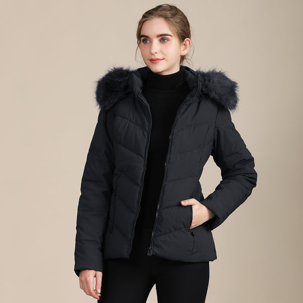 Chaqueta Acolchada de Algodón para Mujer - Cuello Alto Versátil Otoño Invierno