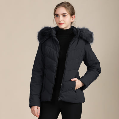 Chaqueta Acolchada de Algodón para Mujer - Cuello Alto Versátil Otoño Invierno