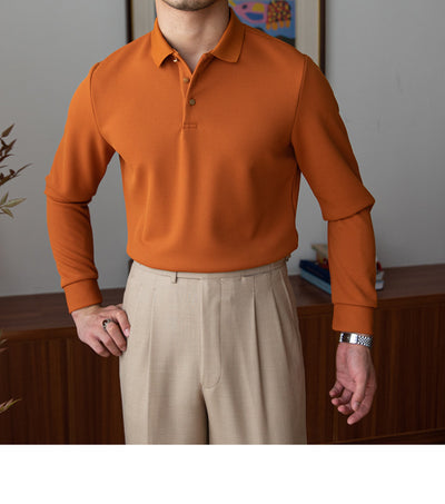 Polo Retro de Manga Larga Ajustado en Colores Sólidos - Image 17