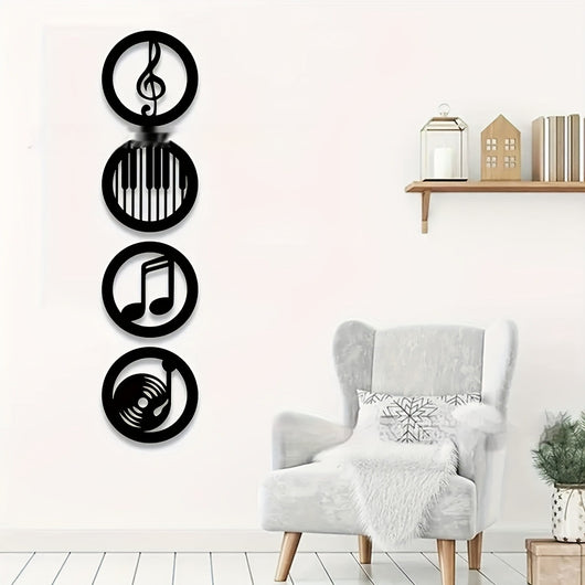 Decoración de Pared Musical en Madera - Notas Negras