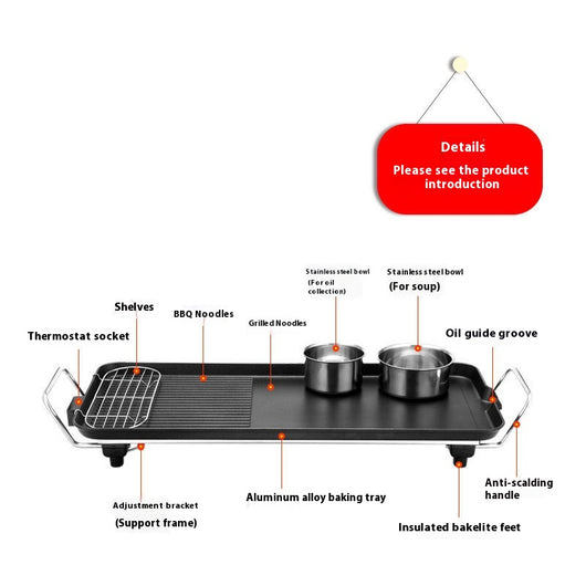 Plancha Eléctrica Multifuncional Antiadherente sin Humo - Image 3