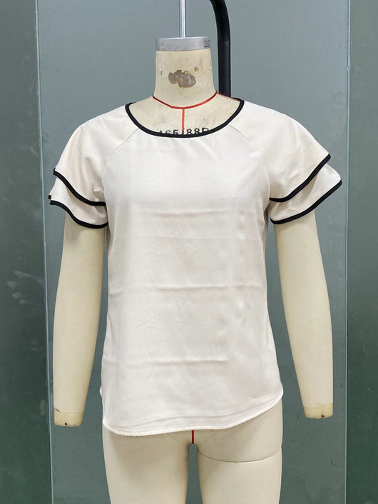 Blusa Doble Capa de Manga Corta para Mujer - Estilo Europeo y Americano - Image 13