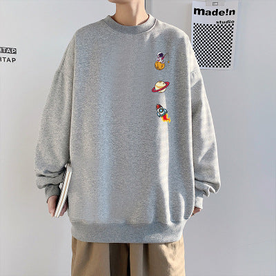 Suéter Hombre Cuello Redondo Estilo Hong Kong Corte Holgado Primavera