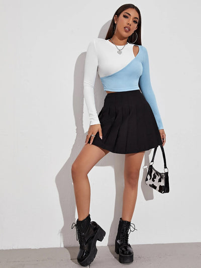 Blusa Strapless Ajustada de Manga Larga con Detalles en Contraste - Image 37