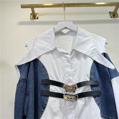 Blusa Elegante Bicolor con Hombros Descubiertos para Mujer - Image 6