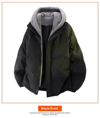 Chaqueta de Invierno Hombre Acolchada Suelta con Diseño Falsa Dos Piezas - Image 16
