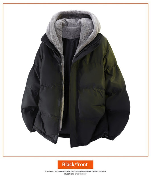 Chaqueta de Invierno Hombre Acolchada Suelta con Diseño Falsa Dos Piezas - Image 16