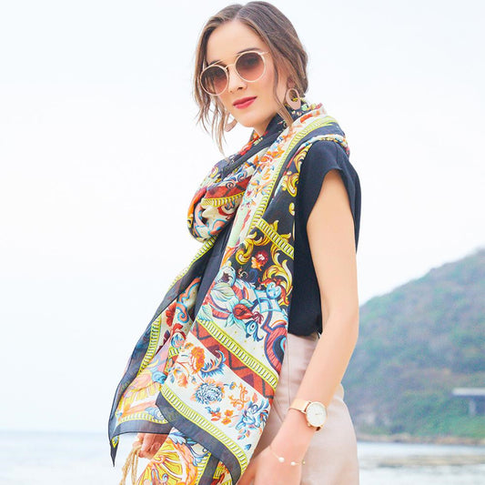 Chal Étnico Protector Solar Oversized para Viajes