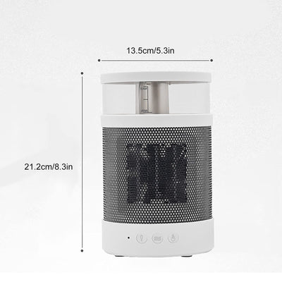 White and black 3-in-1 space heater with humidifier and night light, featuring a mesh grille and control buttons. - Image 16