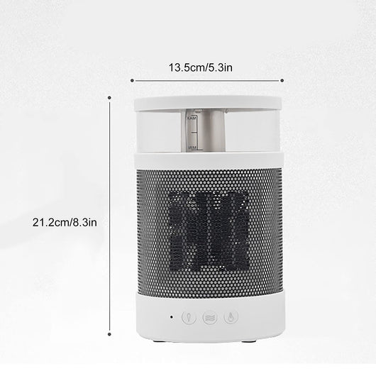 White and black 3-in-1 space heater with humidifier and night light, featuring a mesh grille and control buttons. - Image 16