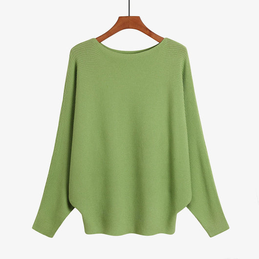 Suéter Tejido Holgado para Mujer - Blusa Cuello Redondo Manga Murciélago - Image 11