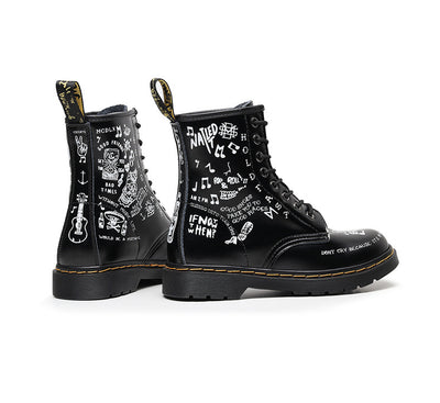 Botas de Cuero Personalizadas con Calavera Graffiti - Motociclista Unisex - Image 3