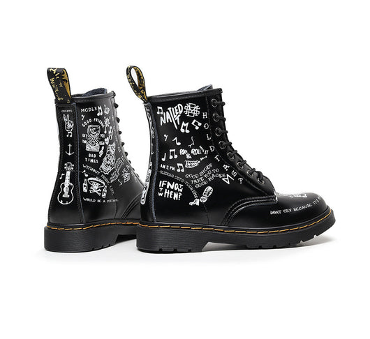 Botas de Cuero Personalizadas con Calavera Graffiti - Motociclista Unisex - Image 3