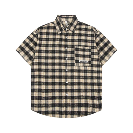 Camisa Suelta a Cuadros de Manga Corta para Hombre - Image 2