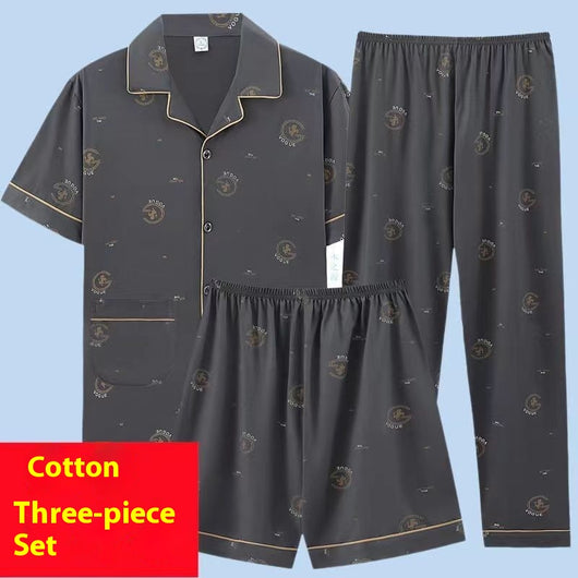 Pijama de Verano para Hombre - Conjunto de 3 Piezas en Algodón con Manga Corta - Image 7