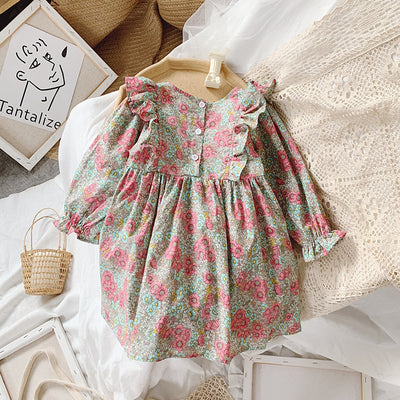 Vestido Infantil Floral Manga Larga Estilo Pastoral - Image 8