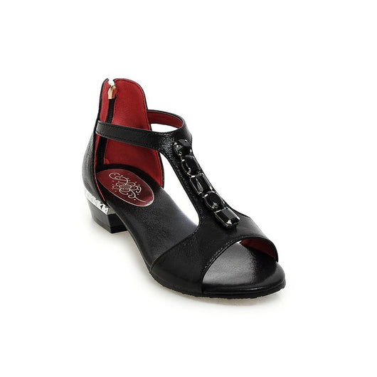 Sandalias Tipo Thong Talla Grande con Tacón Bajo y Detalles de Strass - Image 5