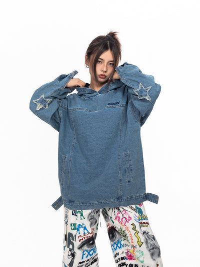 Sudadera Denim Oversized Vintage Lavado Retro - Image 7