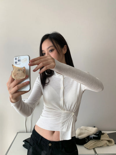 Blusa Asimétrica de Botones con Solapa Clásica - Image 17