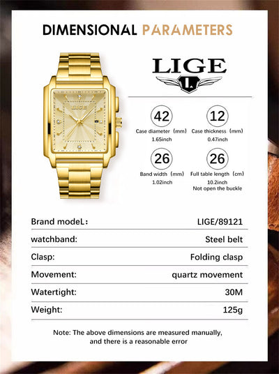 Reloj de Hombre con Esfera Cuadrada Grande y Correa de Acero Inoxidable - Image 9