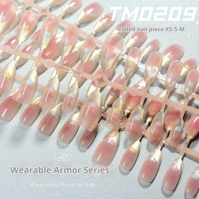 Uñas Postizas Cat Eye 209 - Diseño Francés con Efecto Cristal Brillante - Image 3