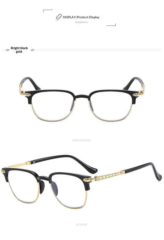 Black and gunmetal large-framed reading glasses with blue-light-blocking lenses for men. - Image 13