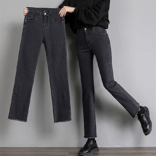 Pantalón Slim Cintura Alta Negro Cropped
