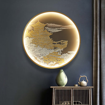 Lámpara Decorativa de Relieve 3D para Entrada con Mural de Paisaje Iluminado - Image 13