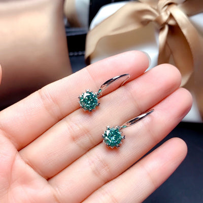 Aretes de Diamante Moissanita Azul Verde - Cristales de Pureza Impecable - Image 5