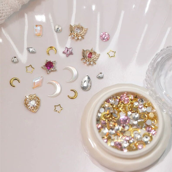 Set de Uñas de Diamante con Diseño Love Minimalista para Mujer