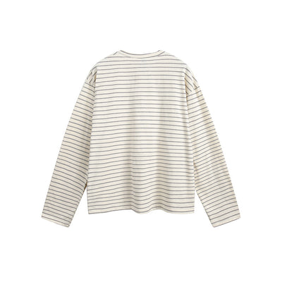 Camiseta Manga Larga Rayas Retro Americana con Bordado para Hombre - Image 2