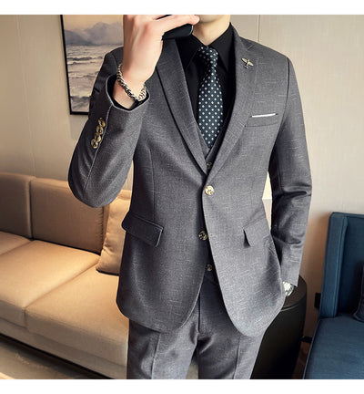 Traje de Esmoquin Tres Piezas Cuadros Mesh para Hombre - Image 17