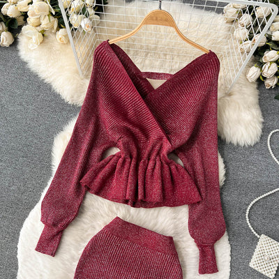 Conjunto Falda Suéter Escotado con Volantes - Image 19