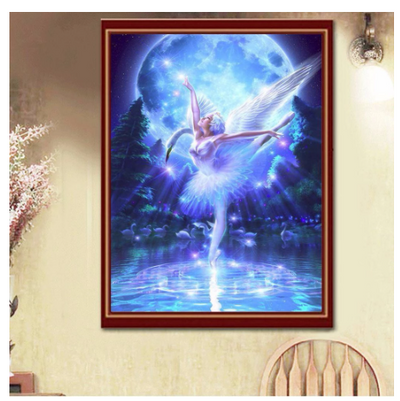 Kit de Pintura de Diamantes con Bordado de Cuentas - Hada Bailarina para Decoración del Hogar