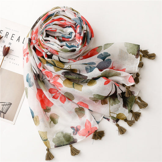 Pañuelo de Seda Estampado Flores Vintage para Mujer - Image 8