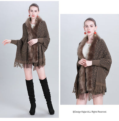 Chal Tejido con Cuello de Pelaje Sintético para Otoño e Invierno - Image 11