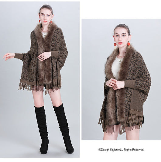 Chal Tejido con Cuello de Pelaje Sintético para Otoño e Invierno - Image 11